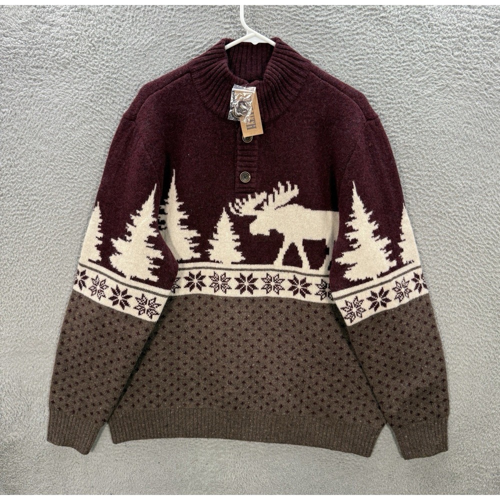 Duluth Sweater Adult XL Multicolor Fair Isle‎ Knit 100% Shetland Wool Mens NEW